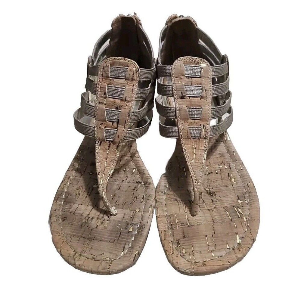 Donald Pliner Gladiator Sandals‎ Women 7.5 M Deena Tan Cork Back Zipper U18 - Picture 6 of 8